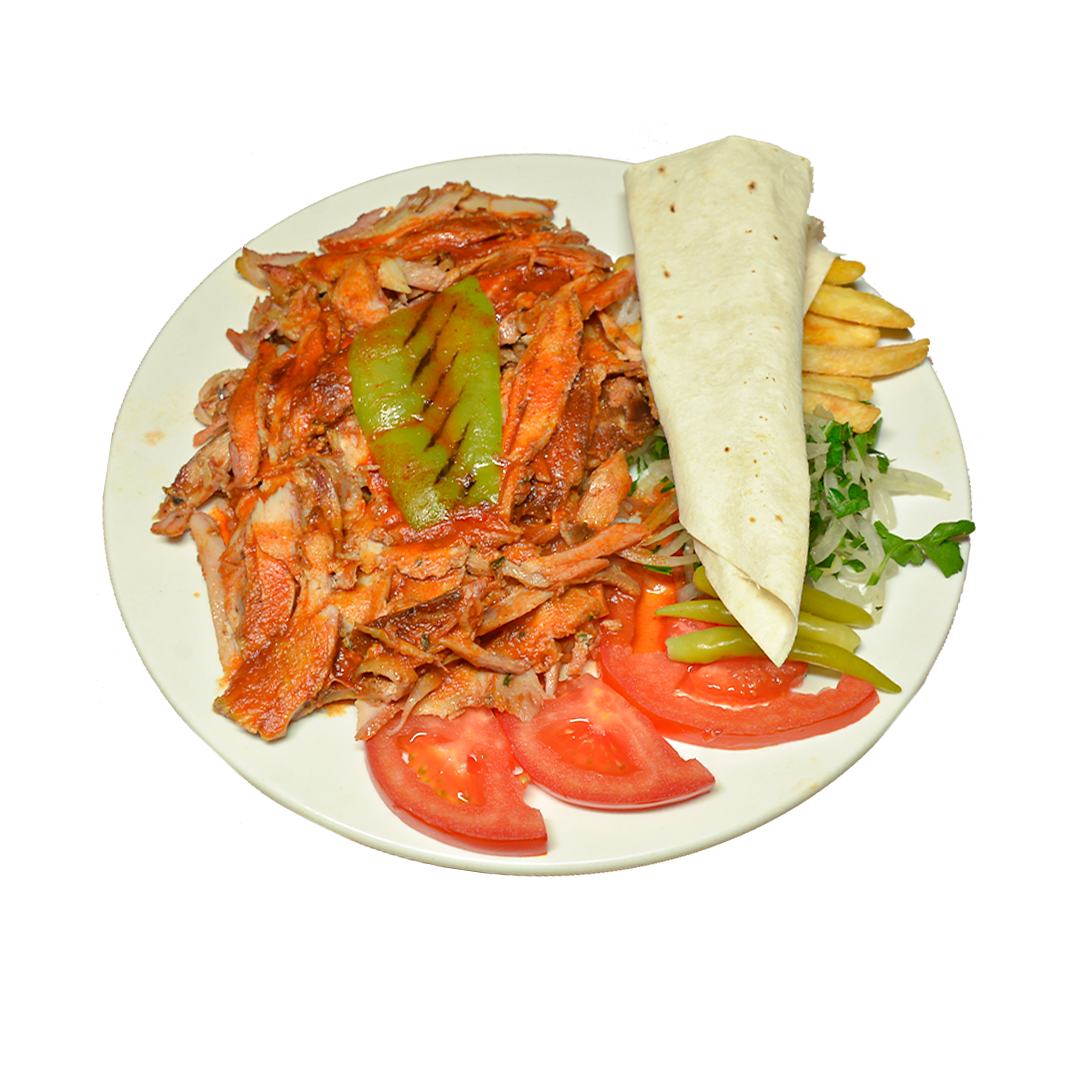 Донер с курицей на тарелке